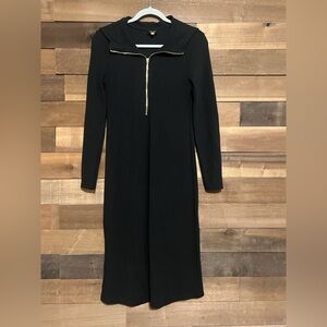 Cache Cœur Black Favo Maternity Nursing Half-Zip Midi Sweater Dress Size Small